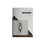 Women Restroom Sign: Wood, Stainless Steel & Acrylic — "Creative" Design